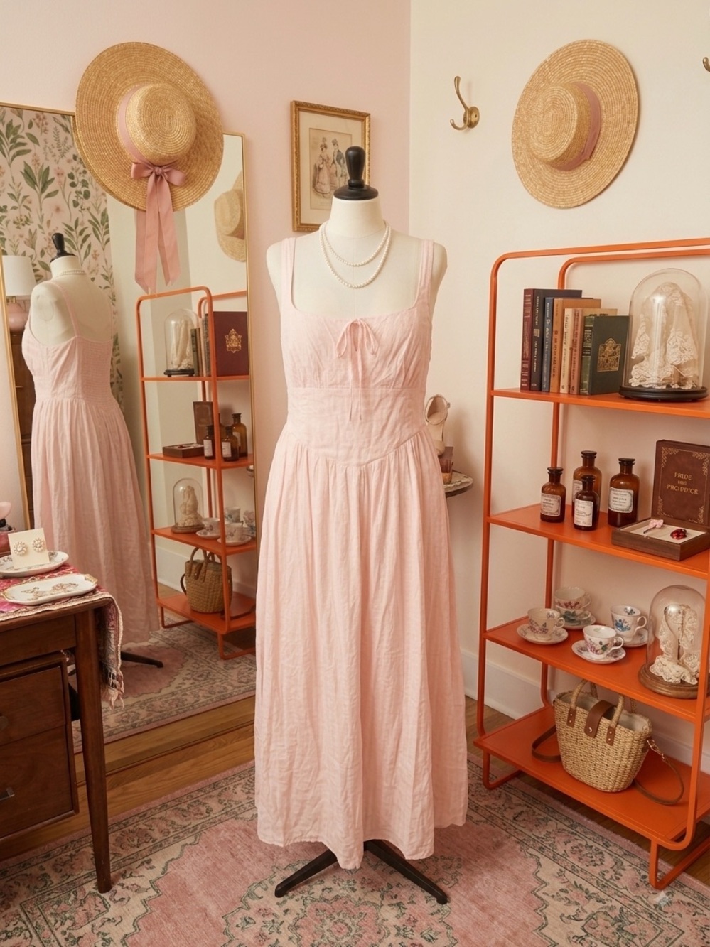 Peppermayo Light Pink Midi Sun Dress